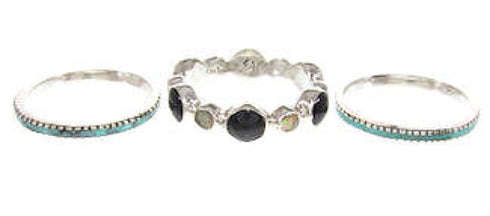 Multicolor Silver Stackable Ring Set Jewelry Size 6-1/4 BW64204